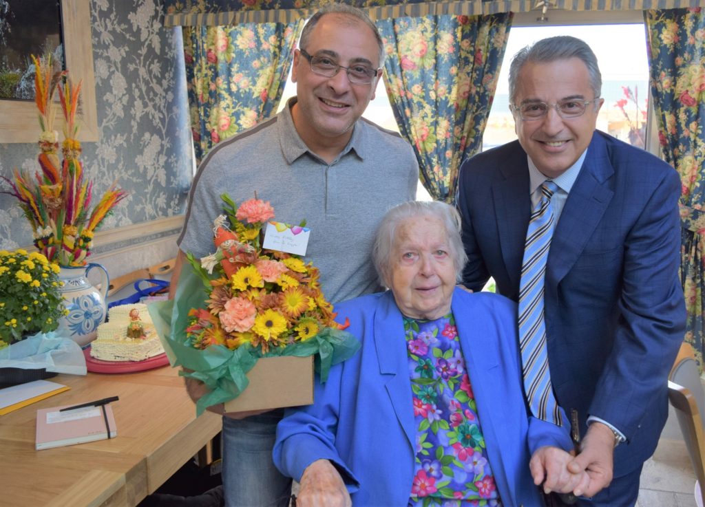  Happy 100th birthday to Else Kwiotek of Warren! Else had a pacemaker implanted last month at Henry Ford Macomb Hospital by Dr. Madar Abed (left) and is a longtime heart patient of Dr. Samer Kazziha. The doctors stopped by Else's surprise birthday party to wish her well. ? ?